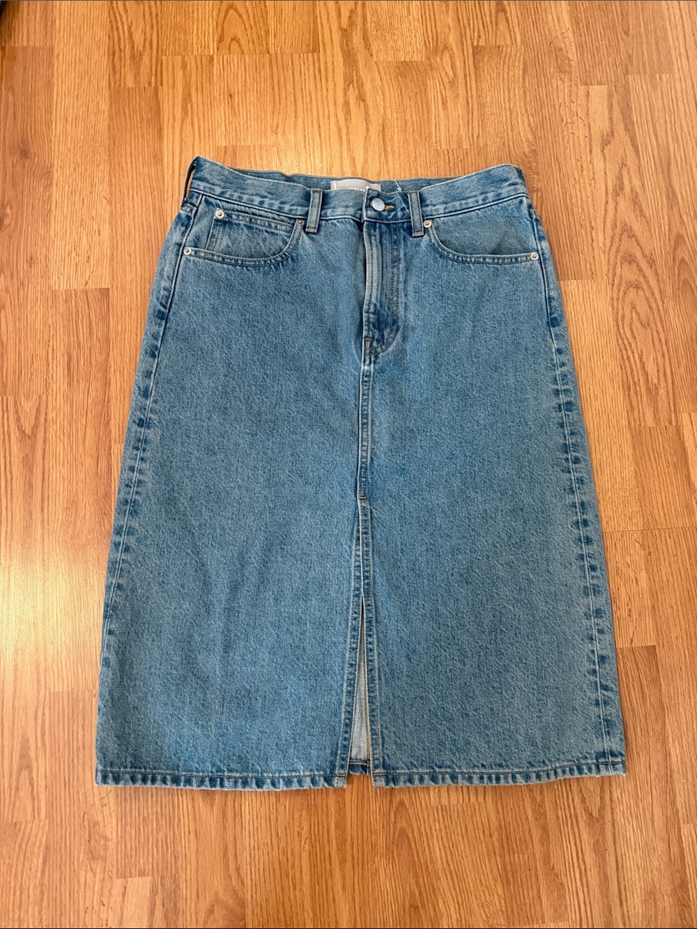 Everlane Blue Denim Midi Skirt